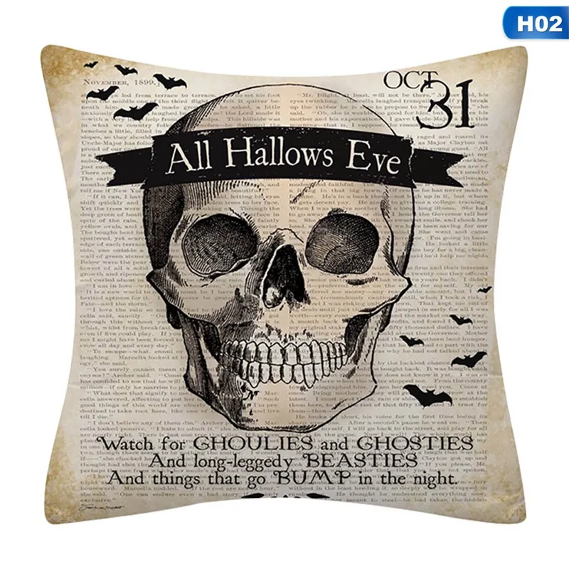 Декоративный льняной чехол для подушки на Хэллоуин с принтом летучая мышь