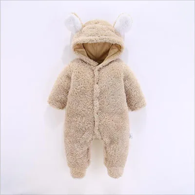 Brown Комбинезон для новорожденного, одежда, осенний стиль, милый медведь Onesie, зимний детский комбинезон, ползунки, Jumpwear, Одежда для новорожденных - Цвет: Brown