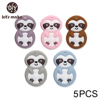 lets make 5pcs sloth cartton teether toy cute animal shape baby chewing pandent accessories diy pacifier clip teething toys