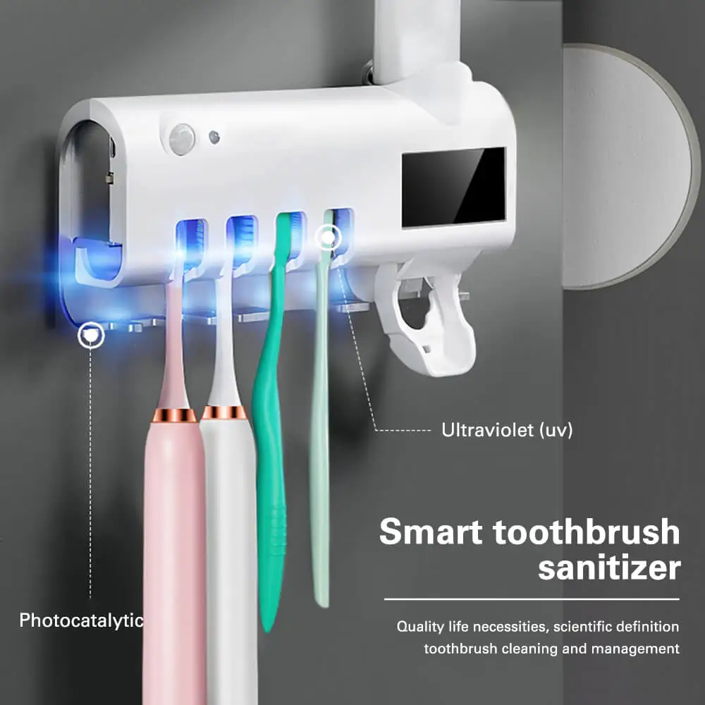 

Solar Energy UV Toothbrush Disinfectant No need to Charge Brush Cleaning Storage Bathroom Toothpaste Dispenser Holder Sanitizer