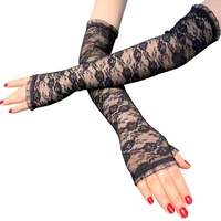 1pairs2pcs new summer sunscreen fingerless mittens covered scar classic lace arm protectors elastic fake sleeves driving glove