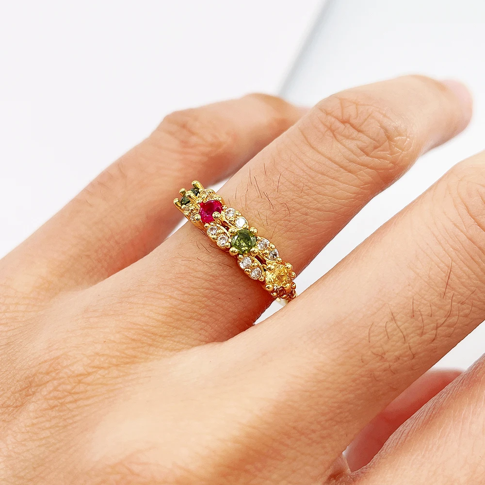 

New Fashion Simulation Color Tourmaline Candy Color Ring FemaleSize 6, 7, 8, 9, 10