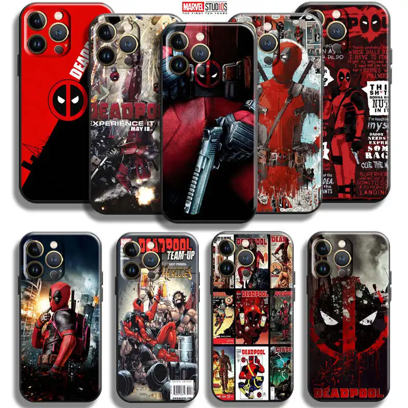 

Deadpool Marvel Phone Case For iPhone 13 12 11 Pro Mini X XR XS Max 5 5S 6 6S 7 8 Plus SE2020 Liquid Silicon Cover black funda