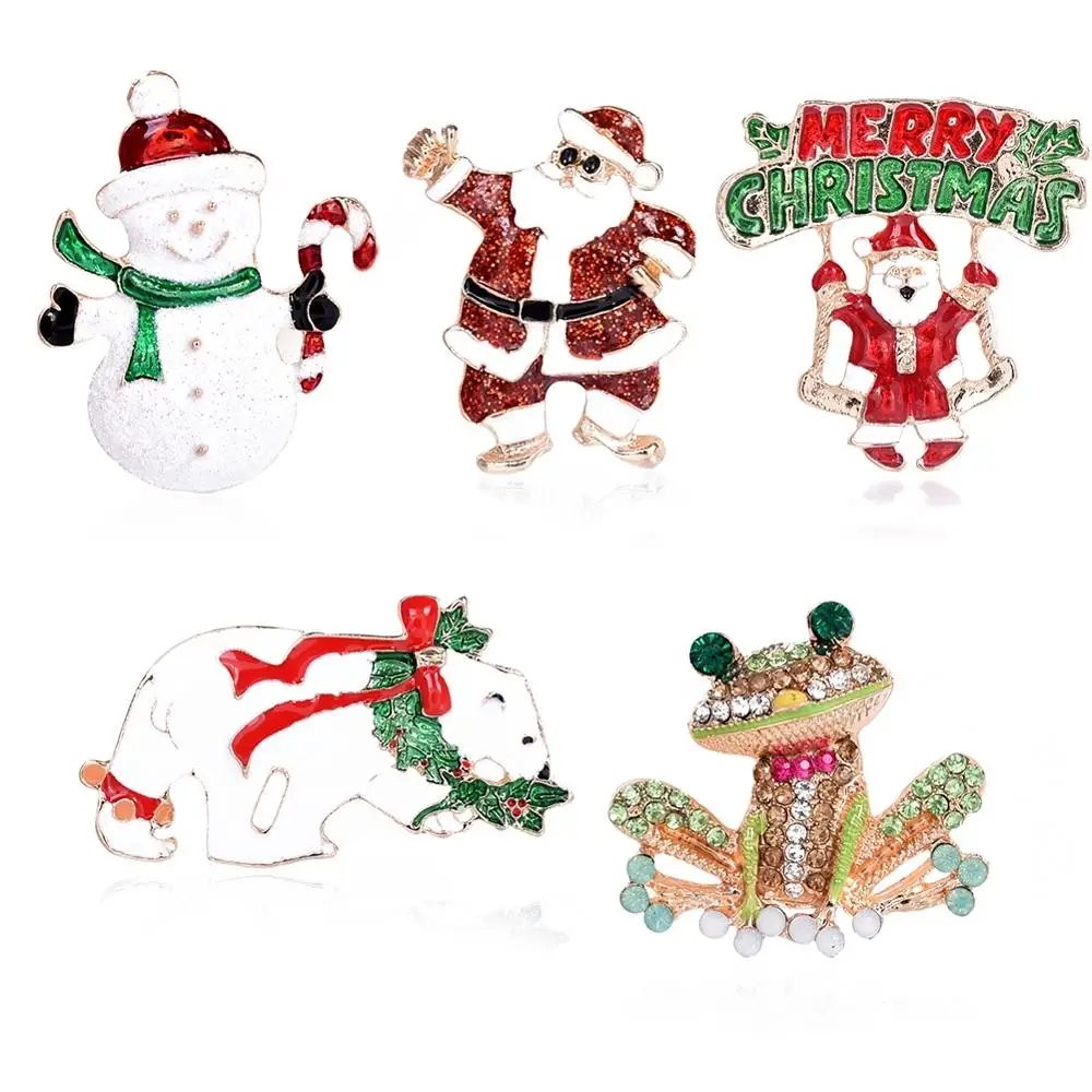 

New Creative Christmas Gifts Santa Claus Christmas Trees Socks Hat Sock Rhinestone Brooches For Women Gift