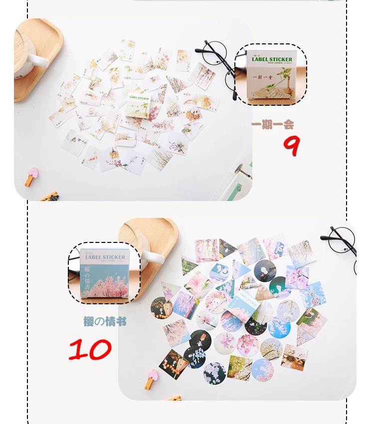 40 шт. набор основных креативных наклеек с рисунками японский стиль кот цветок