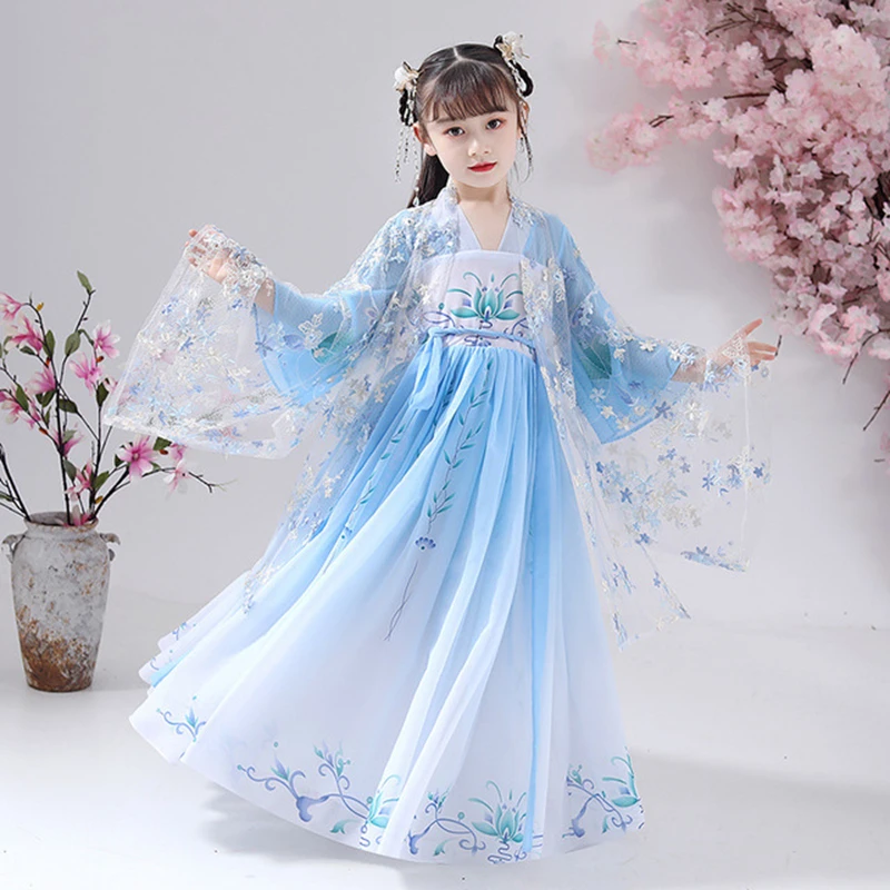 

New Girl Long Sleeve Super Fairy Ancient Children's Chinese Style Tang Dress Little Girl Ancient Autumn Dress Cosplay