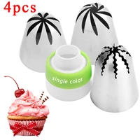 4pcs big size russian pastry icing piping nozzles stainless steel decorating tip cake cupcake decorator rose accessories