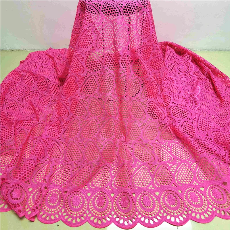 

New Hollow Out Circle African Fabric swiss voile Fabric Cotton Embroidered swiss lace for dress 5yards