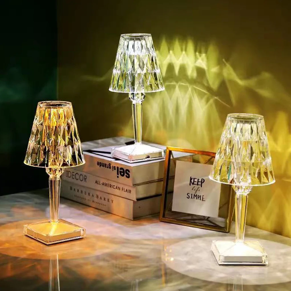 

USB Diamond Table Lamp Acrylic Decoration Light for Bar Bedroom Bedside Coffee Crystal LED Desk Lamps Gift Night Lights Lighting