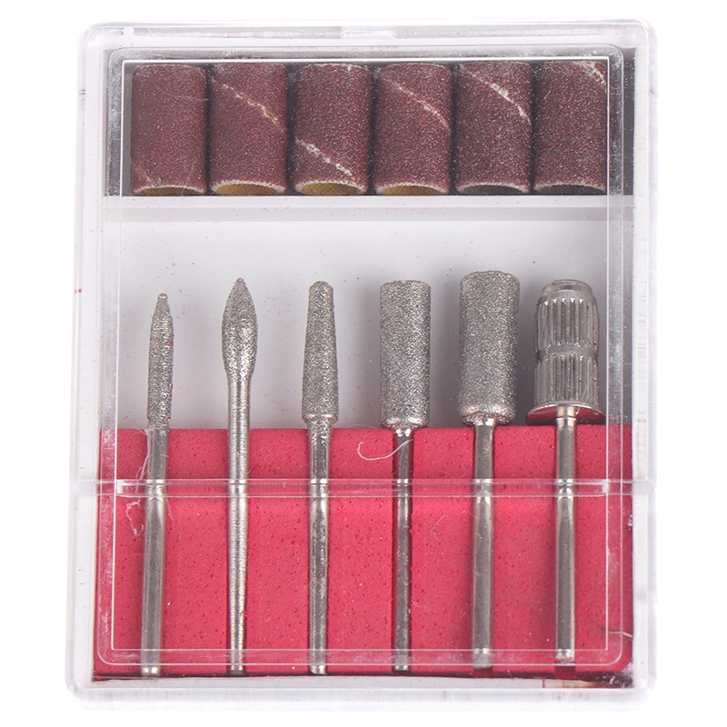 

6Pcs Gel Polish Tips Grinding Polishing Shaping Machine Rotary Tool Kits Nail Art Drill Bit Replace Sandpaper Head Set with Case