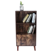 retro book shelf with double partitions bookcase organizer book cabinet for home living room