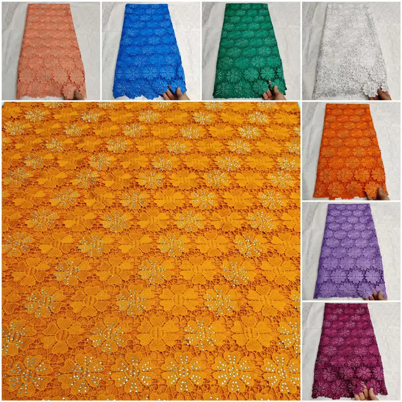 Персиковая нигерийская кружевная гипюровая ткань африканская для вечеринки