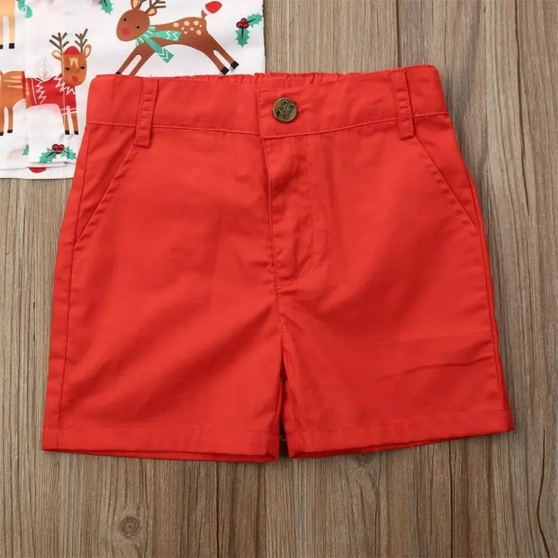 

NEW Toddler Kids Baby Boy Top Lapel Shirt & Shorts Pants Xmas Deer Clothes Outfit