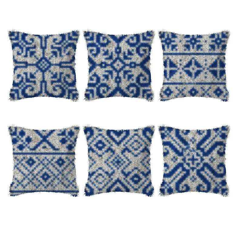 

Blue style Embroidery Pillow Knoop Pakket Needlework Set Latch Hook Cushion Button Package Decor