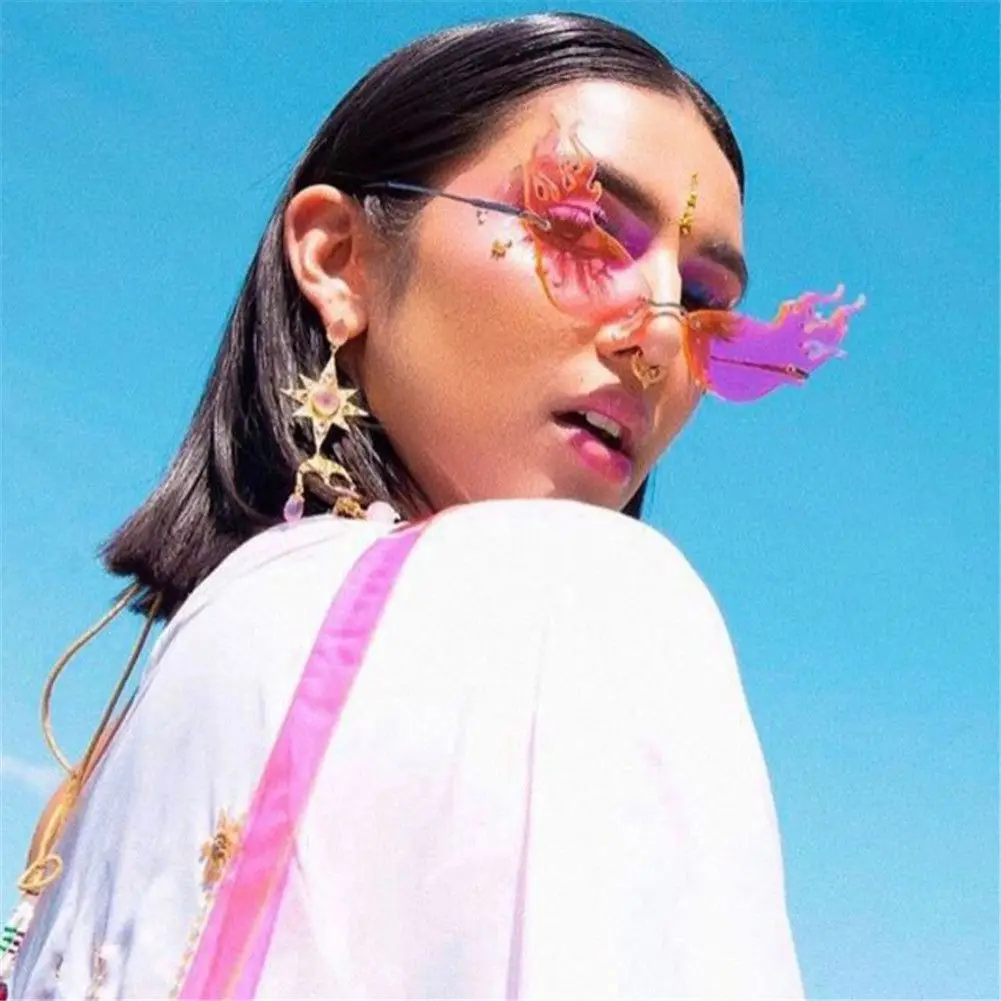 Женские солнцезащитные очки кошачий глаз брендовые дизайнерские без оправы