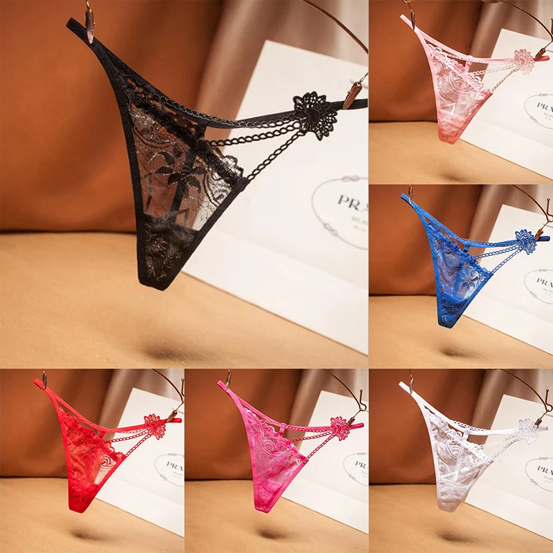 Женские трусики пикантные стринги кружевное нижнее белье прозрачные полые трусы