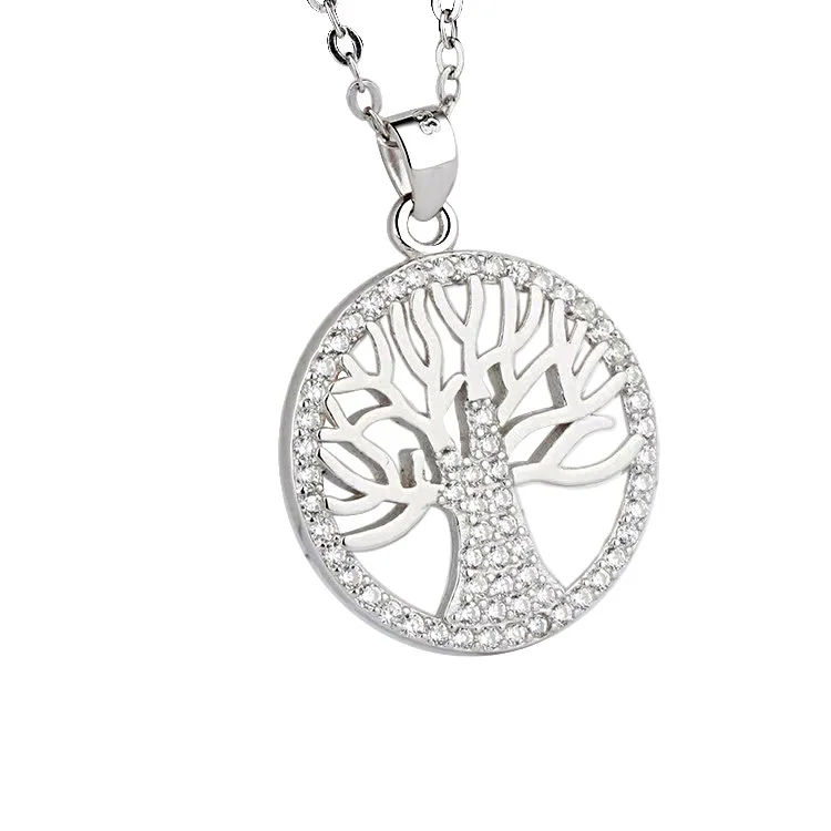 

SODROV Sterling Silver 925 White Gold Tree of Life Pendant Necklace for Women 925 Jewelry
