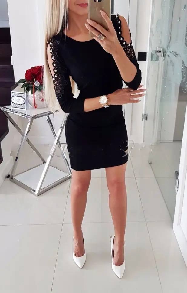 

Новейшее женское платье, сексуальное модное облегающее платье-карандаш с открытыми плечами и длинным рукавом, летнее женское платье