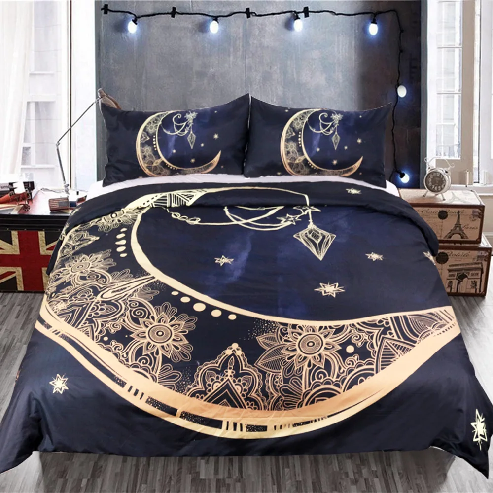 

SOFTBATFY Moon pendant Bedding Set 3D Polyester Duvet Cover Set Single Double Twin Queen King Size Customize Dropshipping
