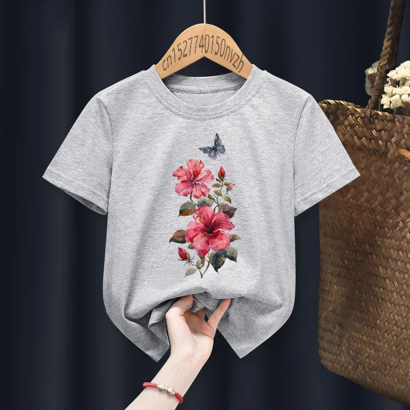 Camisetas con estampado de mariposa y flores para chica, ropa informal para chica divertida, regalo para chico, Manga, color negro, Harajuku-1
