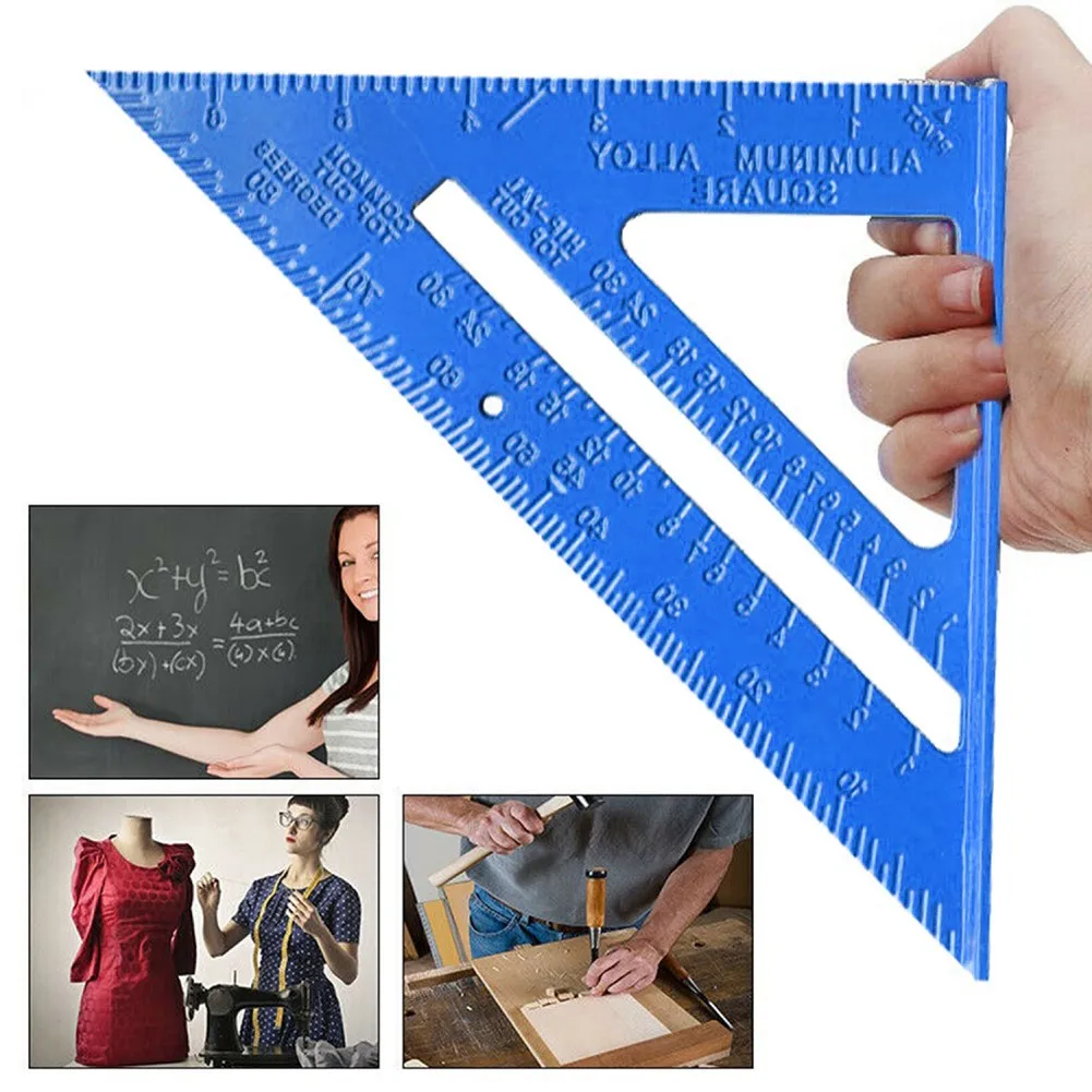 

7inch Imperial Aluminum Alloy Speed Square Triangular Protractor Ruler Woodwork Measuring Ruler Woodwork Speed Square Triangle A