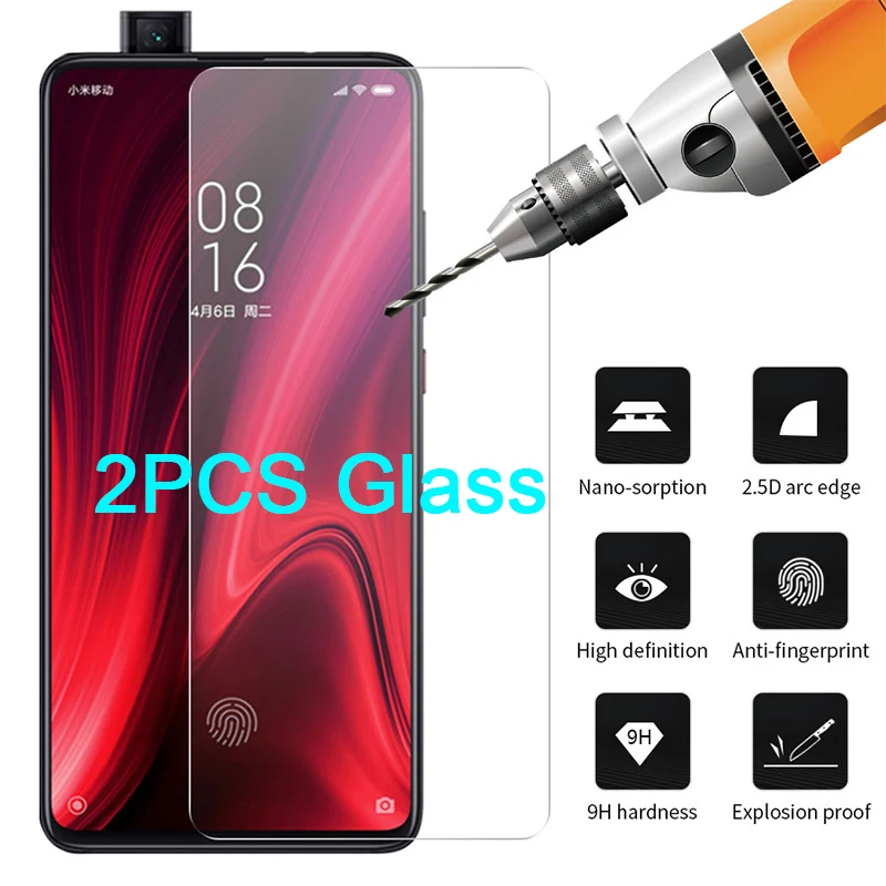 2 шт. закаленное стекло для телефона Redmi K20 Pro защитная пленка 9H HD Прозрачная