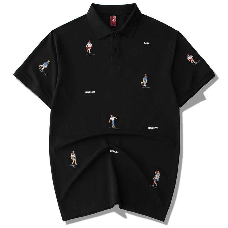 

21 summer embroidery half sleeve clothes loose original SuFeng lapel POLO unlined upper garment of a T-shirt with short sleeves