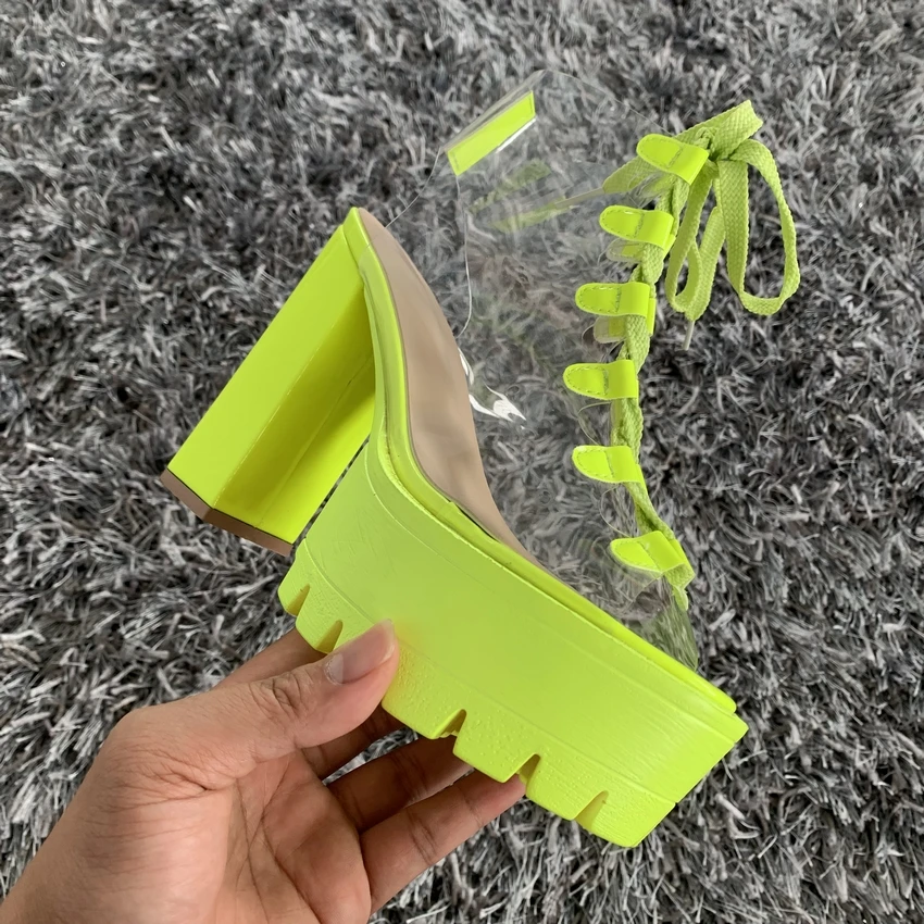 Женские ботинки на толстой платформе сексуальные искусственная кожа из ПВХ со