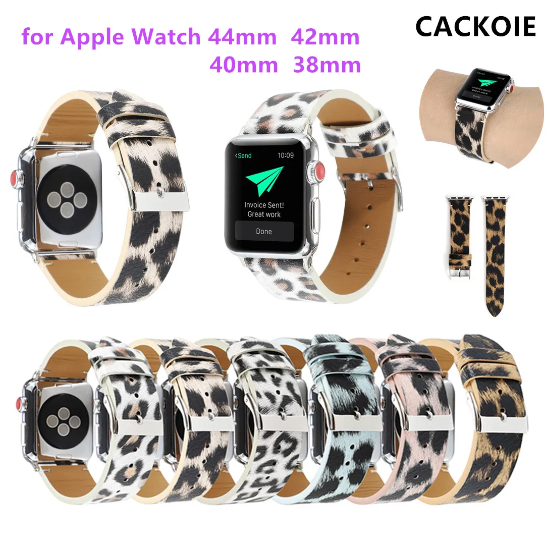 Ремешок с леопардовым принтом подходит для Apple Watch series 5 4 44 мм 40 iwatch 3 2 1 42 38