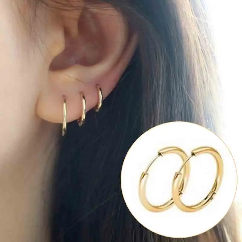 3 пары/уп.маленькие серьги-кольца женские круглые серьги-гвоздики для девочек