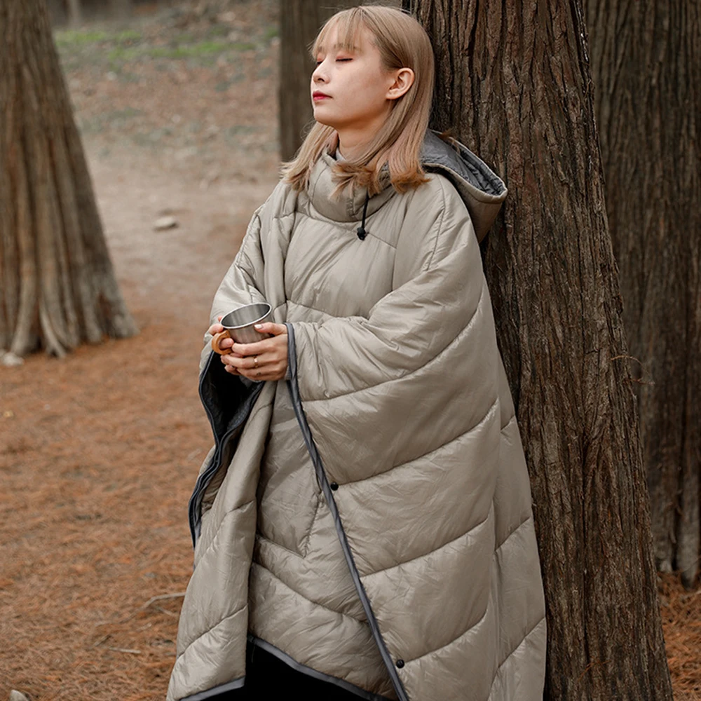 Cloak Style Sleeping Bag Lightweight Hollow Cotton Thicker Winter Outdoor Cold Sleeping Adult Wearable Cape