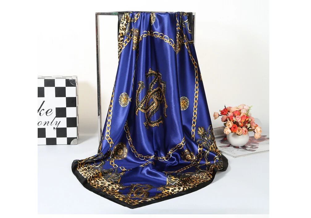 Silk Scarves Women Foulard 90*90cm Square Head Hijab Scarf Ladies chiffon Shawl wrap muffler pareo Bandanna female |