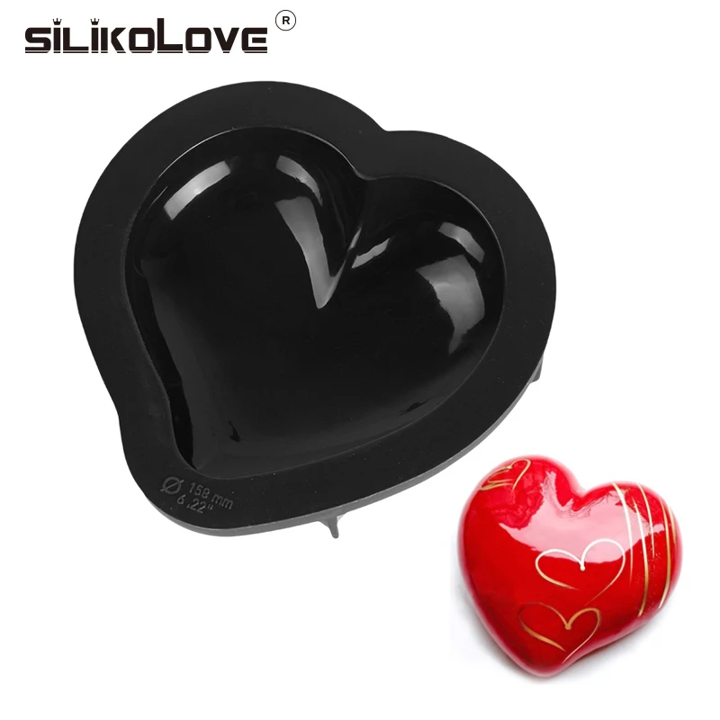 Силиконовая форма для выпечки Сердце цверный цвет Форма торта антипригарная