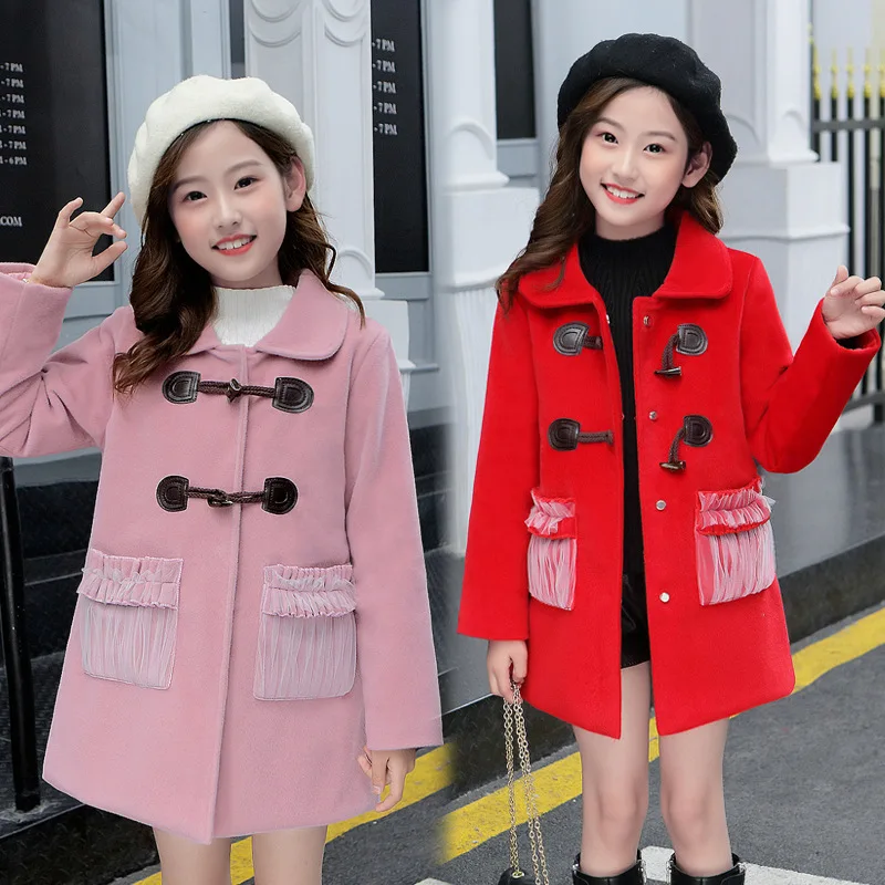 Детская куртка на пуговицах для девочек теплая плотная из овечьей шерсти