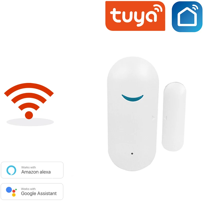 

Смарт-детекторы открытия/закрытия двери Tuya, Wi-Fi, домашняя сигнализация, совместима с приложением Alexa Google Home Tuya
