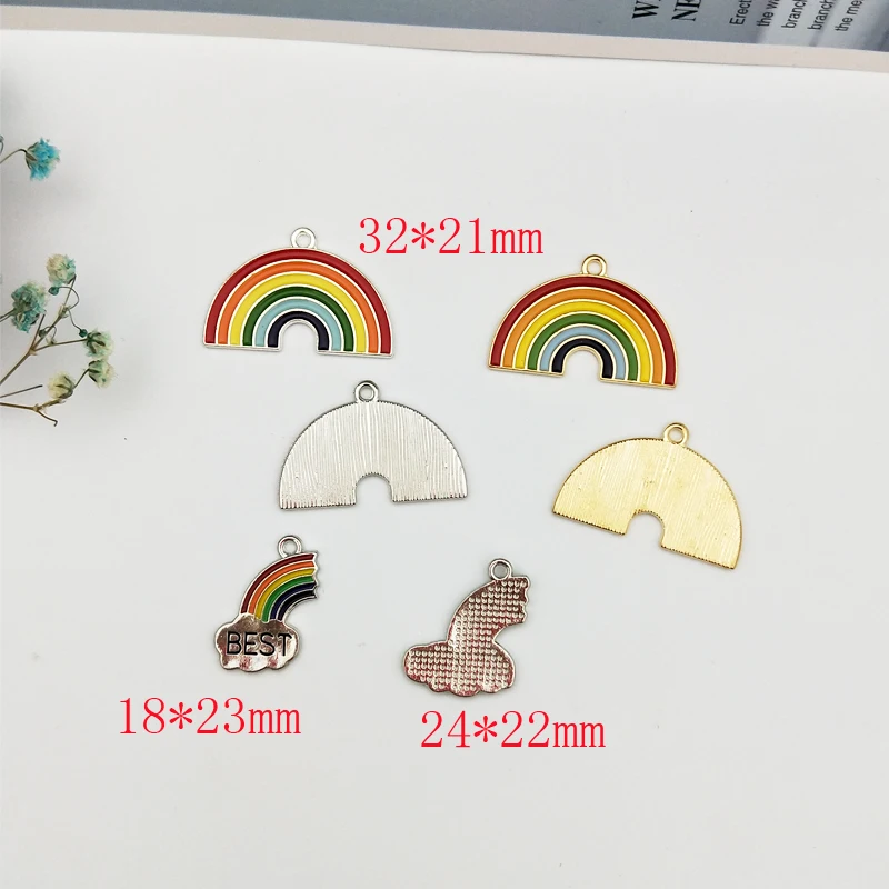 10 шт. Радуга сплав эмаль талисманы капли масла сращивания Подвески Колье браслет