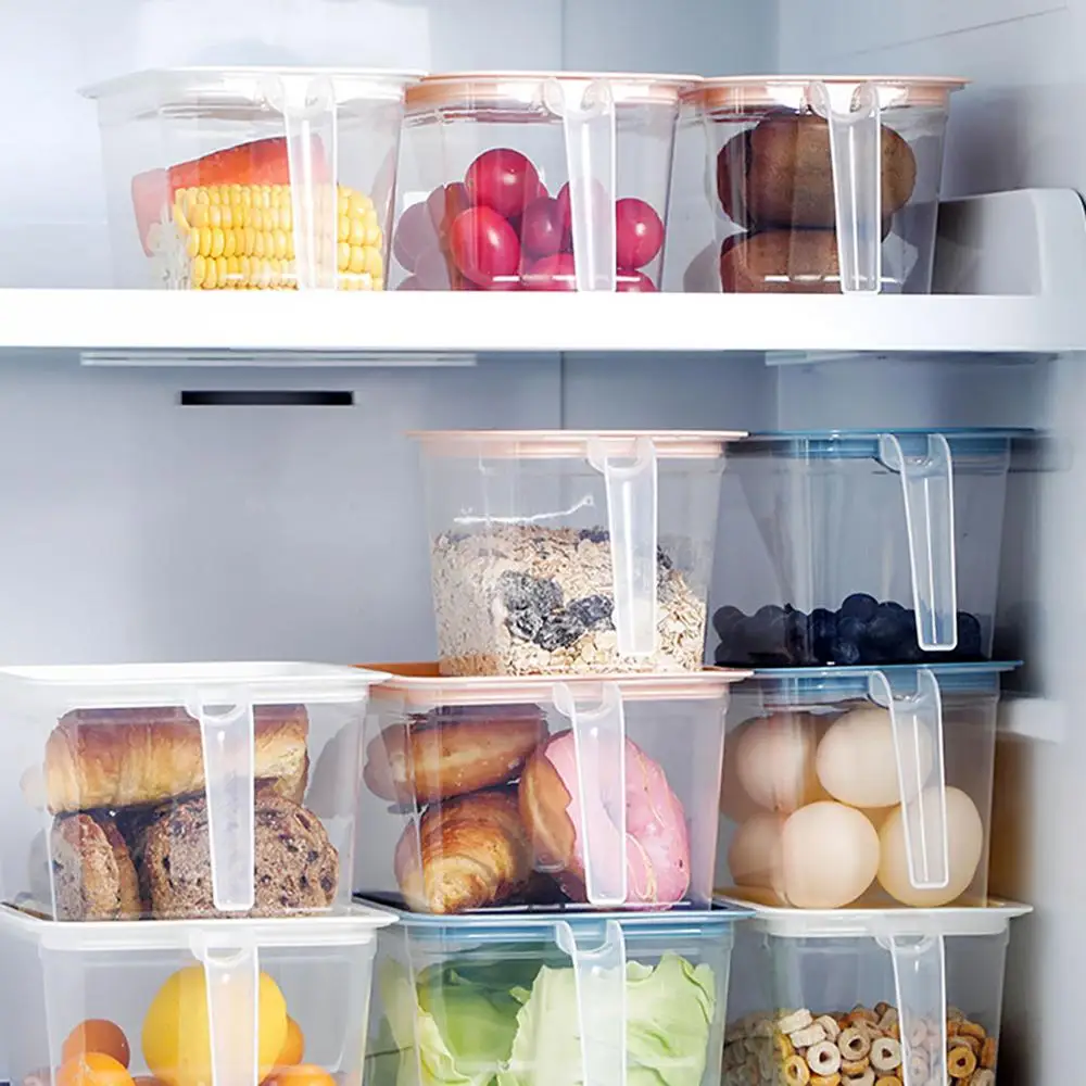 

Food Storage Container Boxes Plastic Boxes With Handle Kitchen Refrigerator Multigrain Storage Tank Transparent Sealed Cans