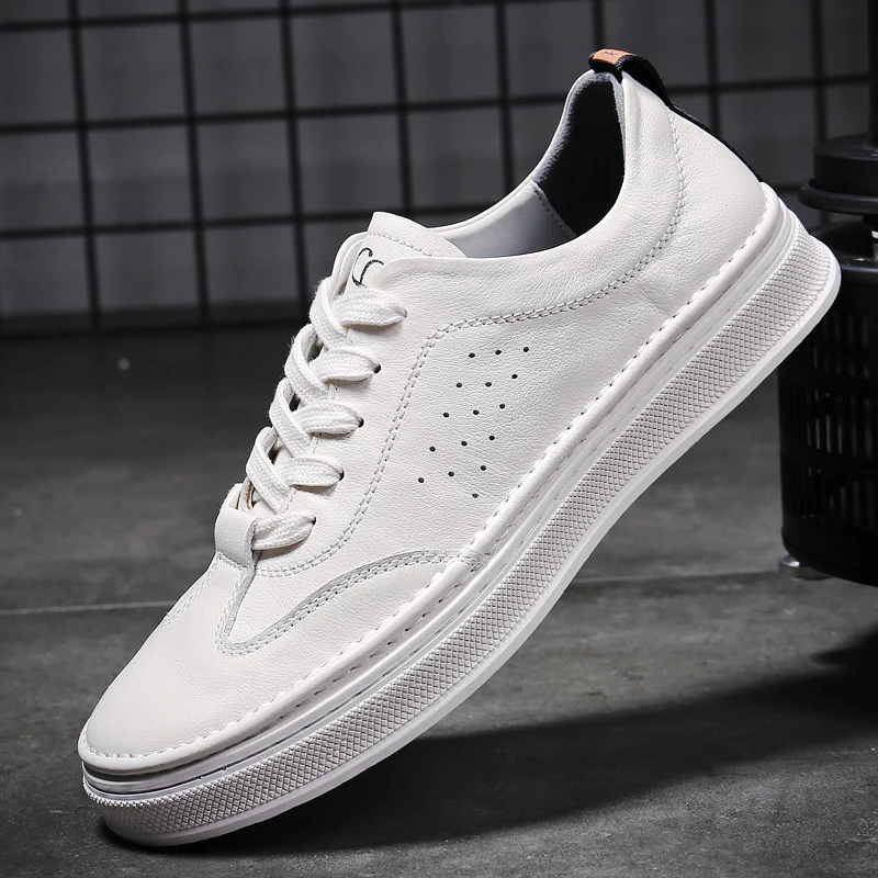 Men's Casual Shoes 2020 New Spring Breathable Genuine Leather Footwear Male Fashion office Men Cowboy Street | Обувь