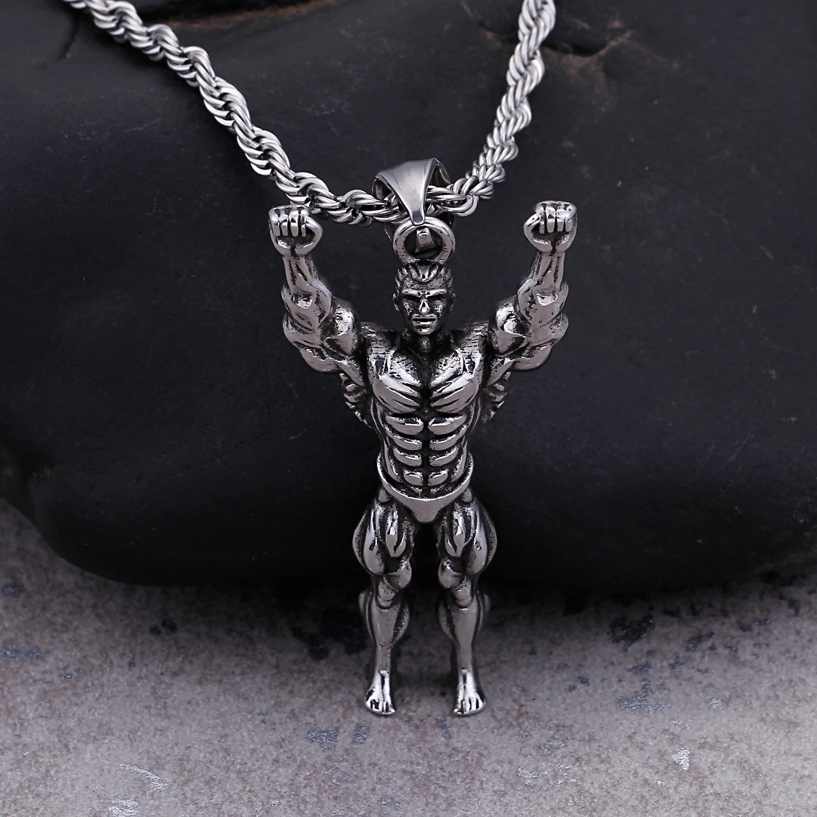 Fongten винтажное мужское ожерелье с подвеской для занятий фитнесом из нержавеющей