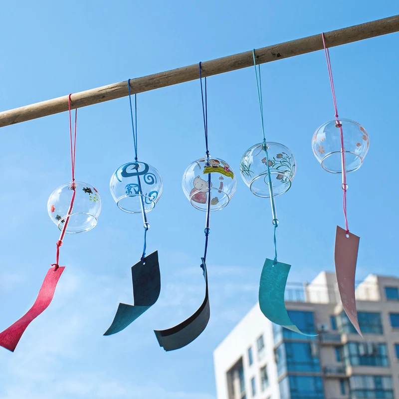Стеклянные ветряные колокольчики в японском стиле подвесные украшения для дома