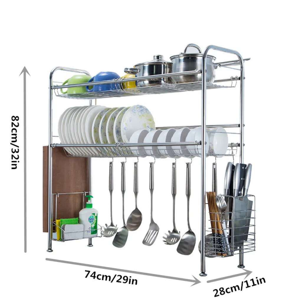

Dish Drying Rack Kitchen Tools Drainer Holder Over Sink Display Drainer Stainless Steel Tableware Organizer Utensils Holder