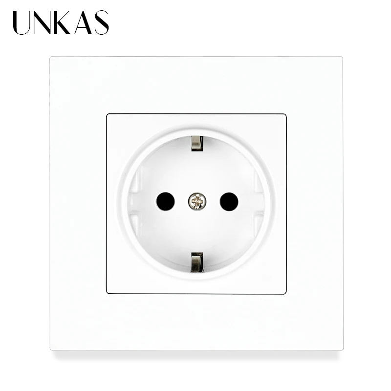 Пластиковая панельная настенная розетка UNKAS из поликарбоната с заземлением 16 А