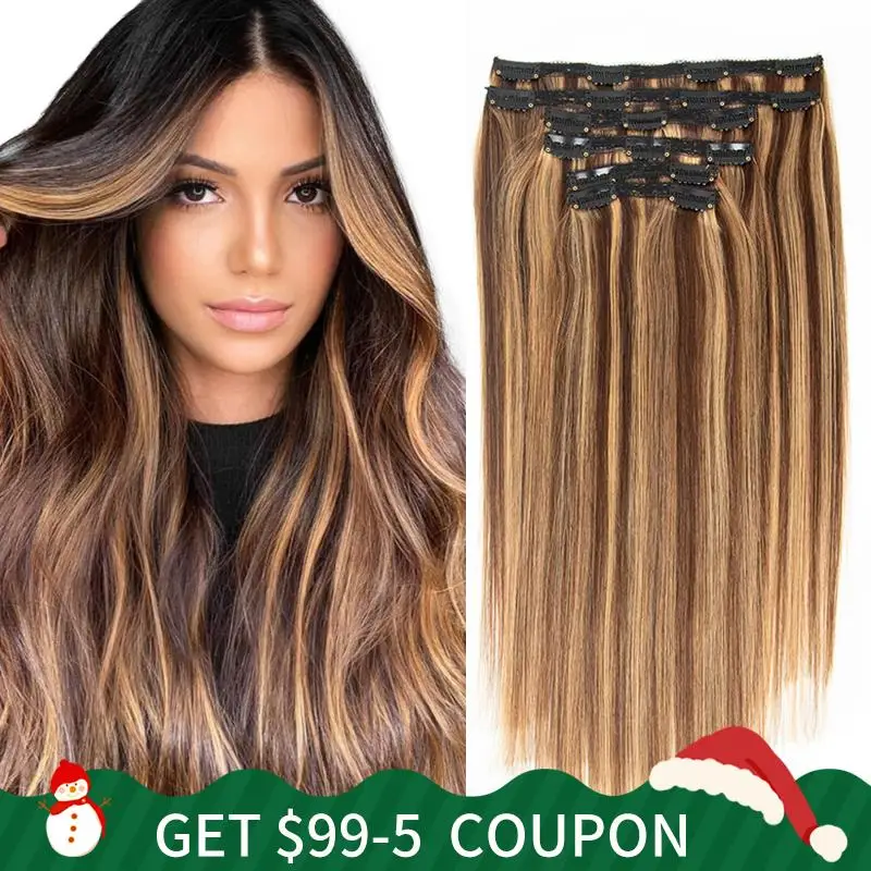 

MRSHAIR коричневый балаяж натуральные накладные волосы P4-27 на заколках человеческие волосы с 18 заколками 6 шт. толстые концы MachineRemy 16 20 24 дюйма