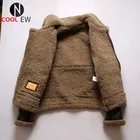 2021 Коричневое Пальто из натуральной овчины, Мужская зимняя теплая куртка-бомбер B3 в стиле милитари, реальная натуральная овчина размером 6XL