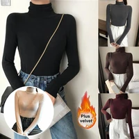 warm base sweater anti shrink solid color female pullover tops sweater pullover tops bottoming shirt