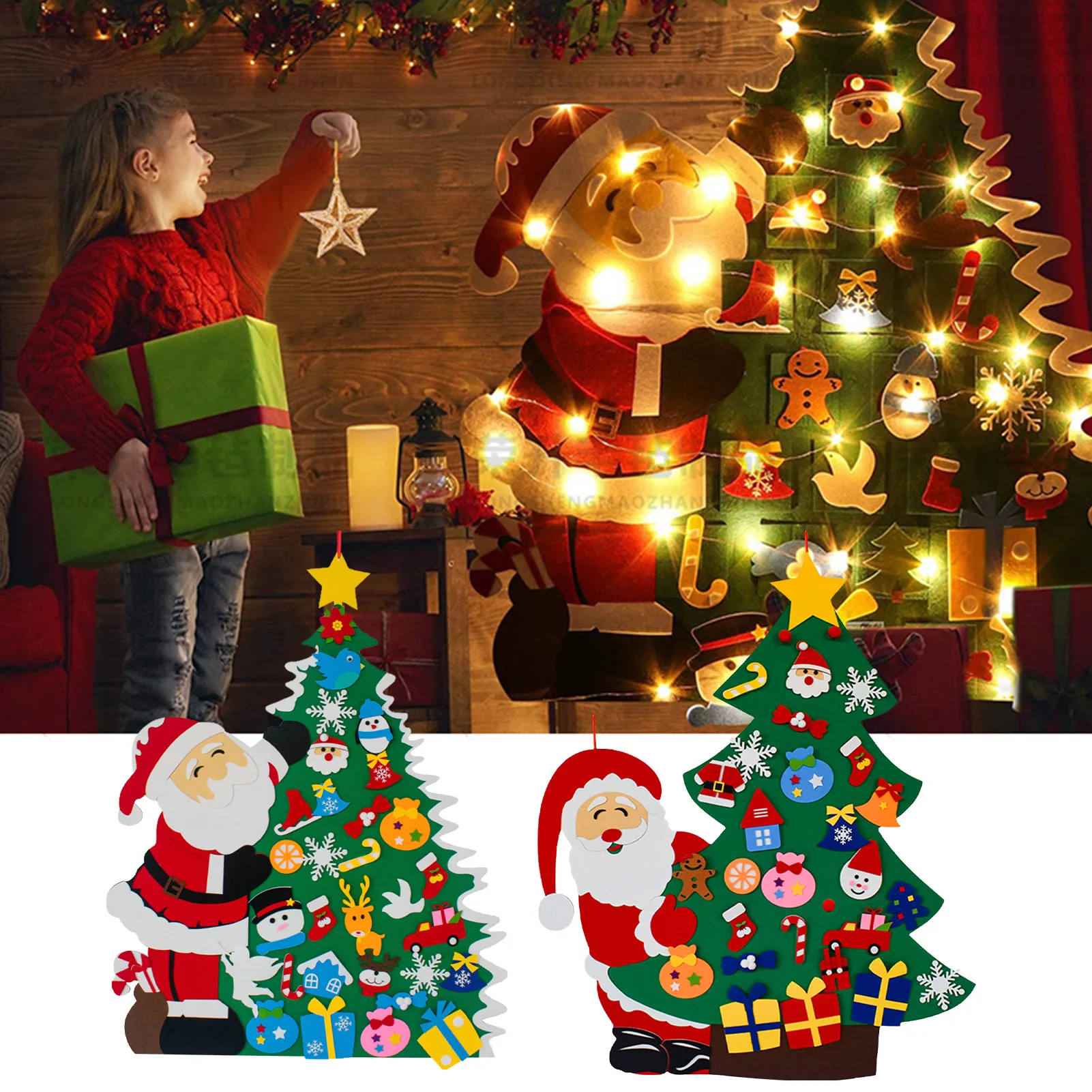 

Kids DIY Felt Christmas Tree Christmas Decoration For Home Navidad 2021 New Year Gifts Christmas Ornaments Santa Claus Designer