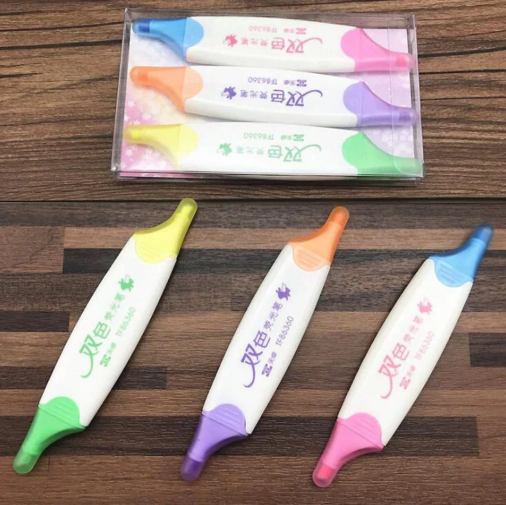 

3Pcs/Set Double Head Fluorescent Highlighter Pen Student Drawing Pen School Office Supplies Practical Stationery(ss-652)