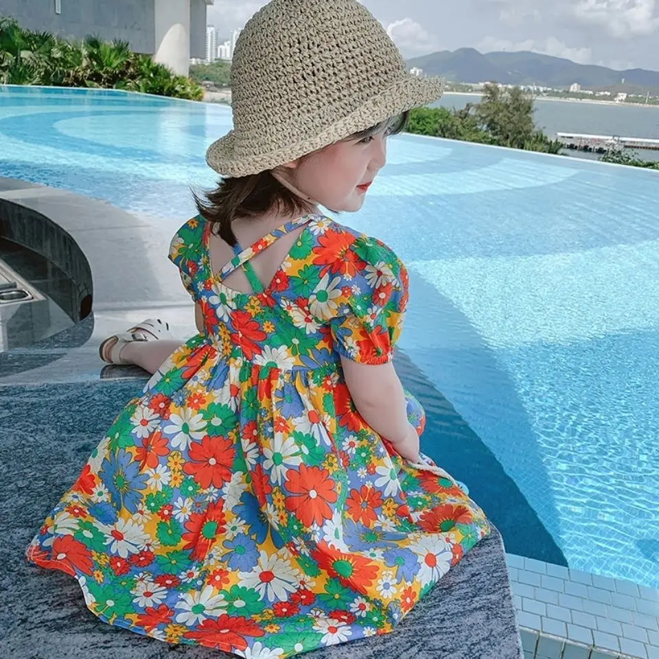

2021 Summer Kids Dresses For Girls Tutu Fluffy Cake Smash Dress Elegant Princess Party Wedding Dress Girl Birthday Clothing