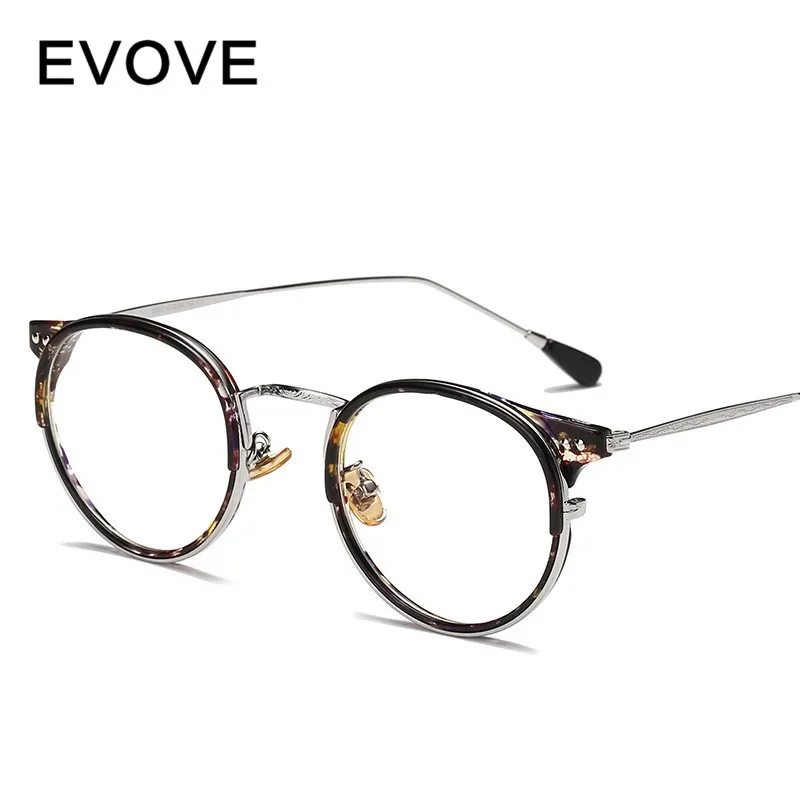 

Evove Vintage Round Eyeglasses Frame Men Myopia Glasses Man Spectacles for Prescription Black Tortoise Photochromic Progressive