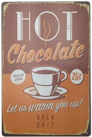 hot chocolate let us warm you up metal sign retro home decoration vintage tin sign posters for bar pub home 12 x 8 inch